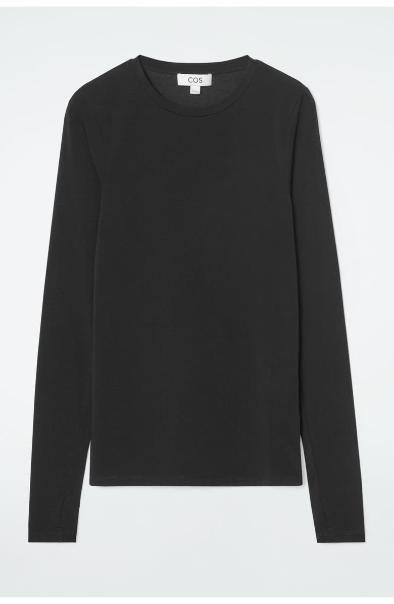 COS Slim Lightweight Long-Sleeved Top, Alternate, color, Black