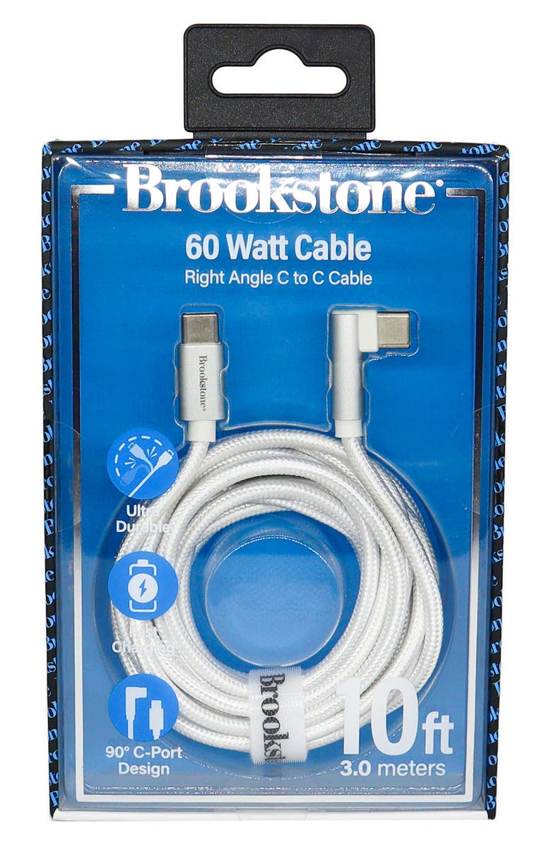 BROOKSTONE 10-Ft. Braided USB-C to USB-C Charging Cable, Alternate, color, White