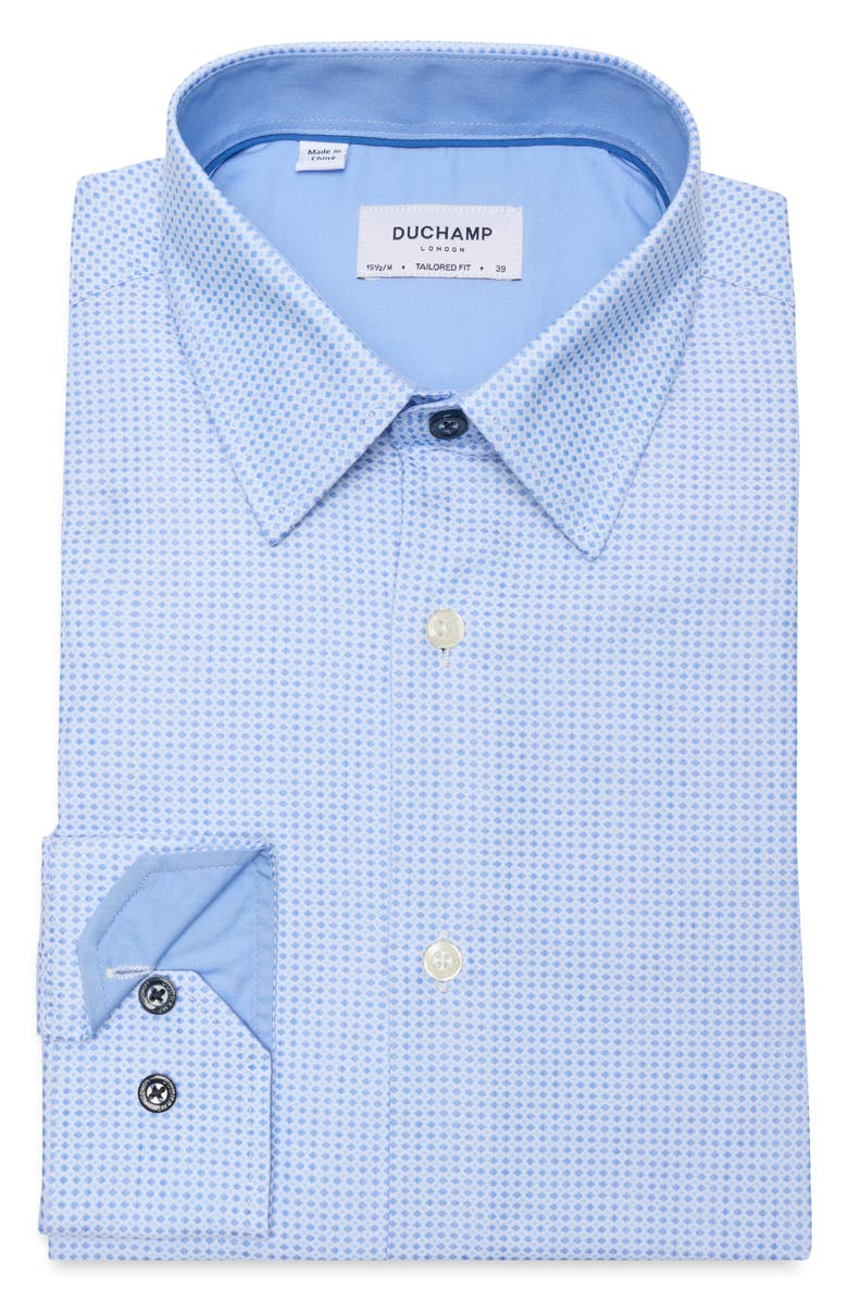 Duchamp Diamond Print Slim Fit Dress Shirt, Alternate, color, Blue