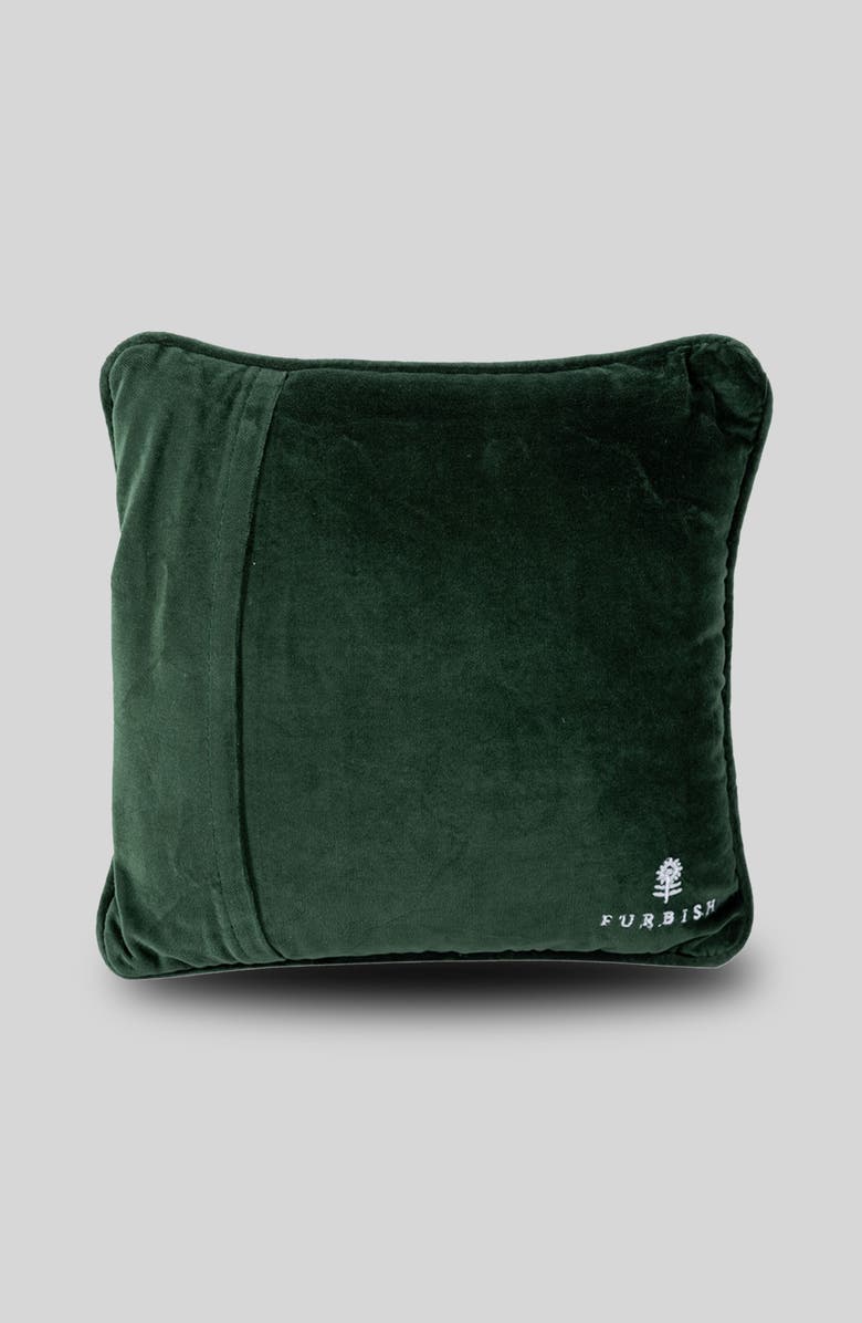 Furbish Be Naughty Needlepoint Pillow, Alternate, color, Green