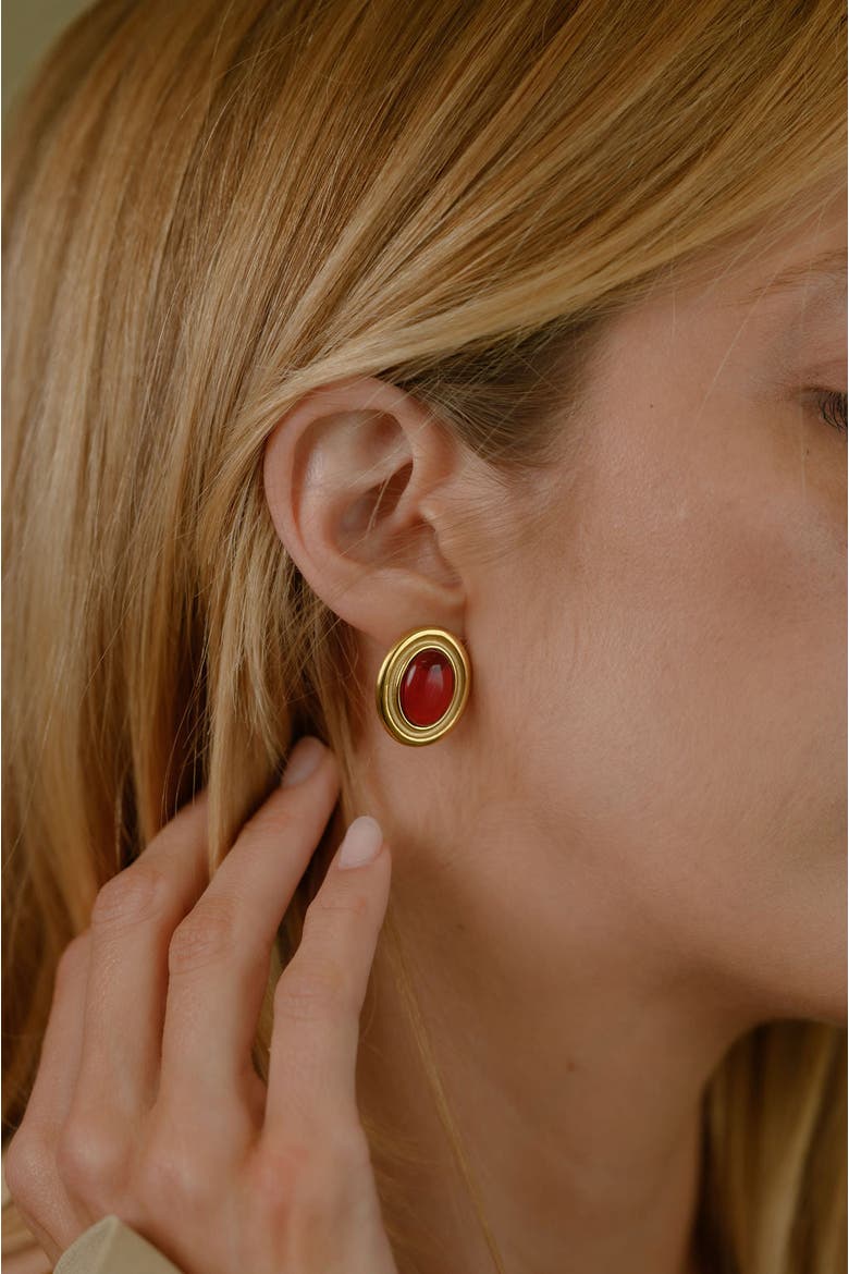 Vintage Ruby Earrings, Alternate, color, Gold