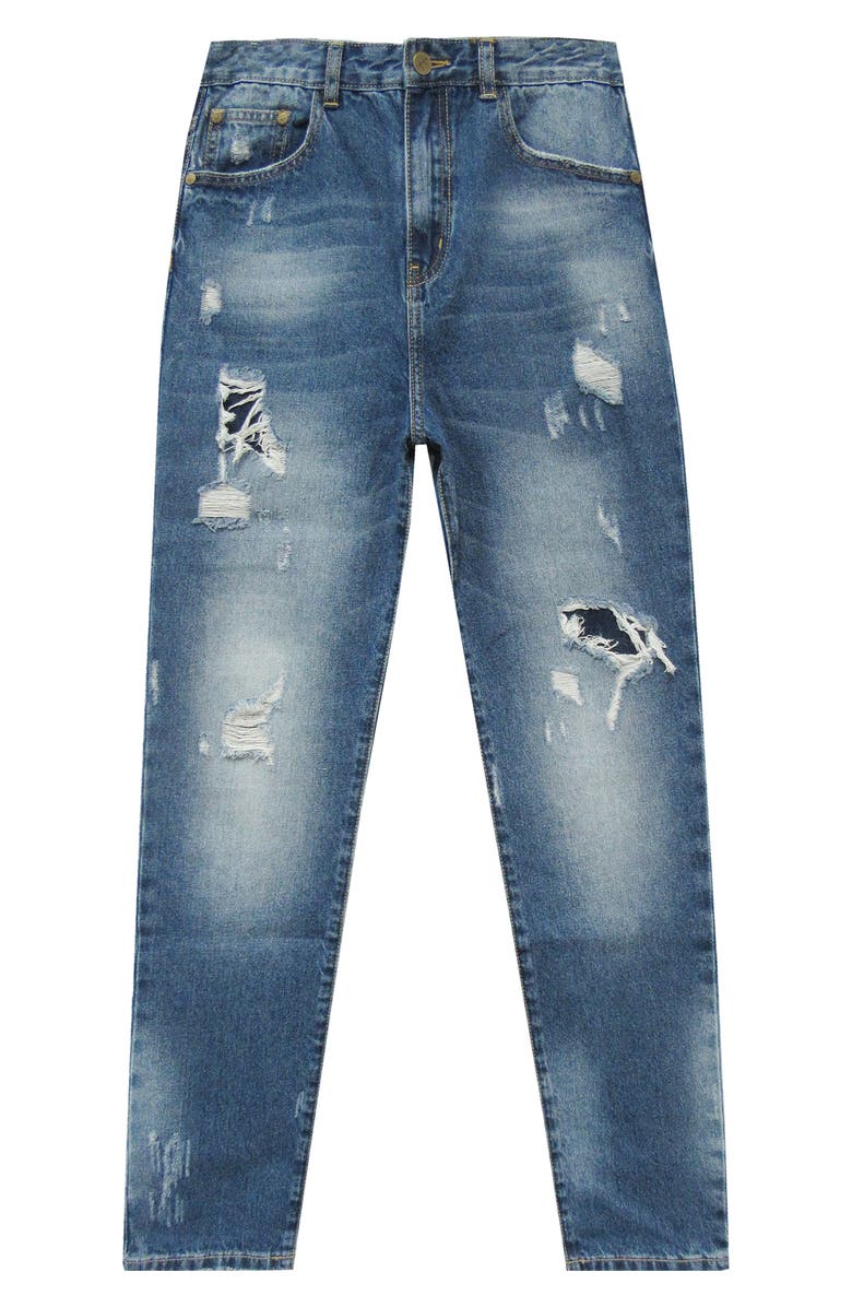 Karen Kane Ripped High Waist Girlfriend Jeans, Alternate, color, 