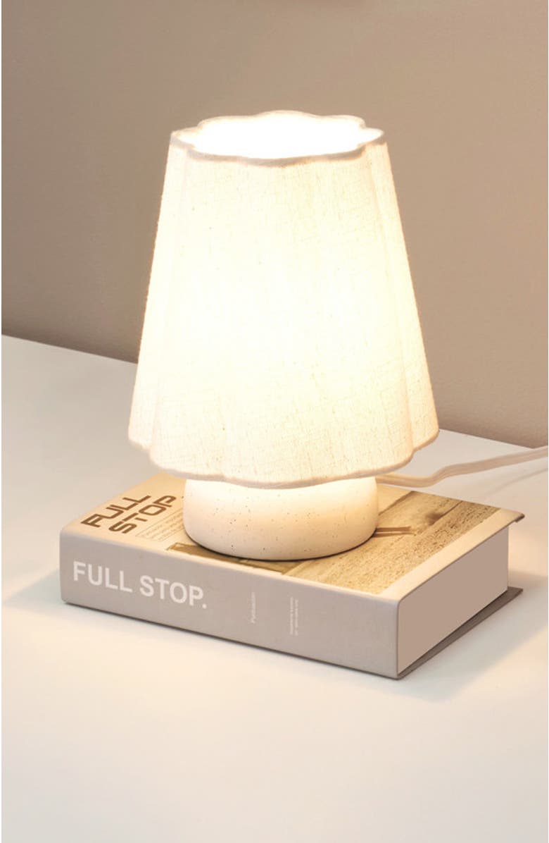 Brightech Kylie 9" Modern LED Desk Lamp with Cream Linen Shade and Ceramic Base, Bulb Included, Alternate, color, Cream
