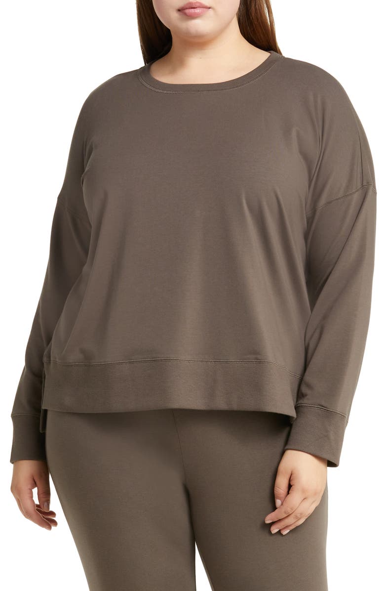 Eileen Fisher Crewneck High-Low Top, Main, color, 