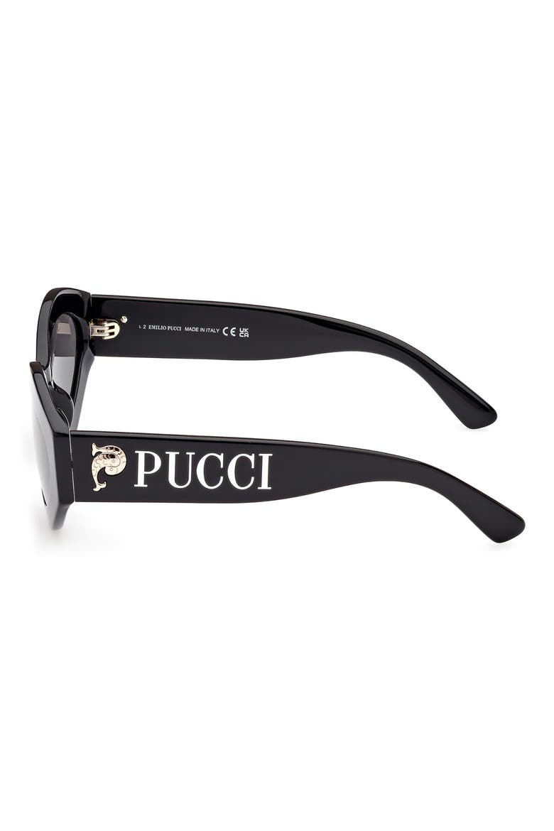 54mm Geometric Sunglasses, Alternate, color, SHINY BLACK / SMOKE