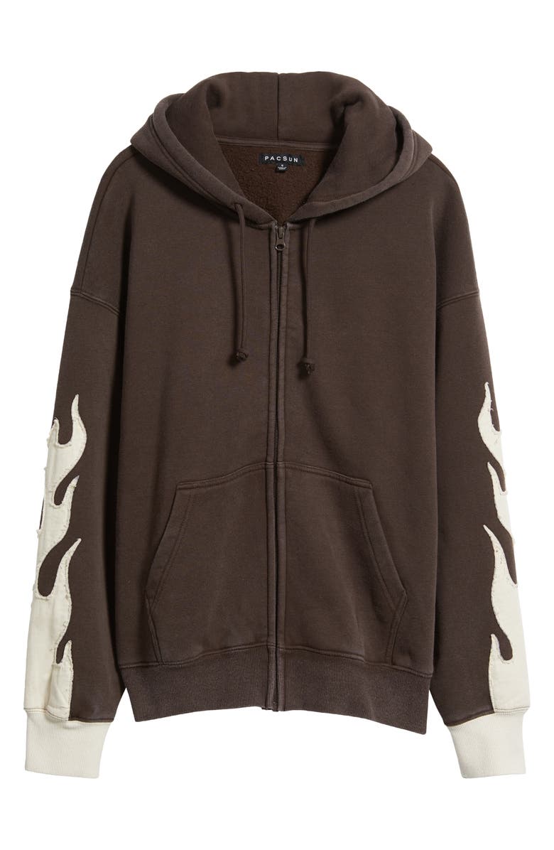 PacSun Flame Zip-Up Hoodie, Alternate, color, Brown