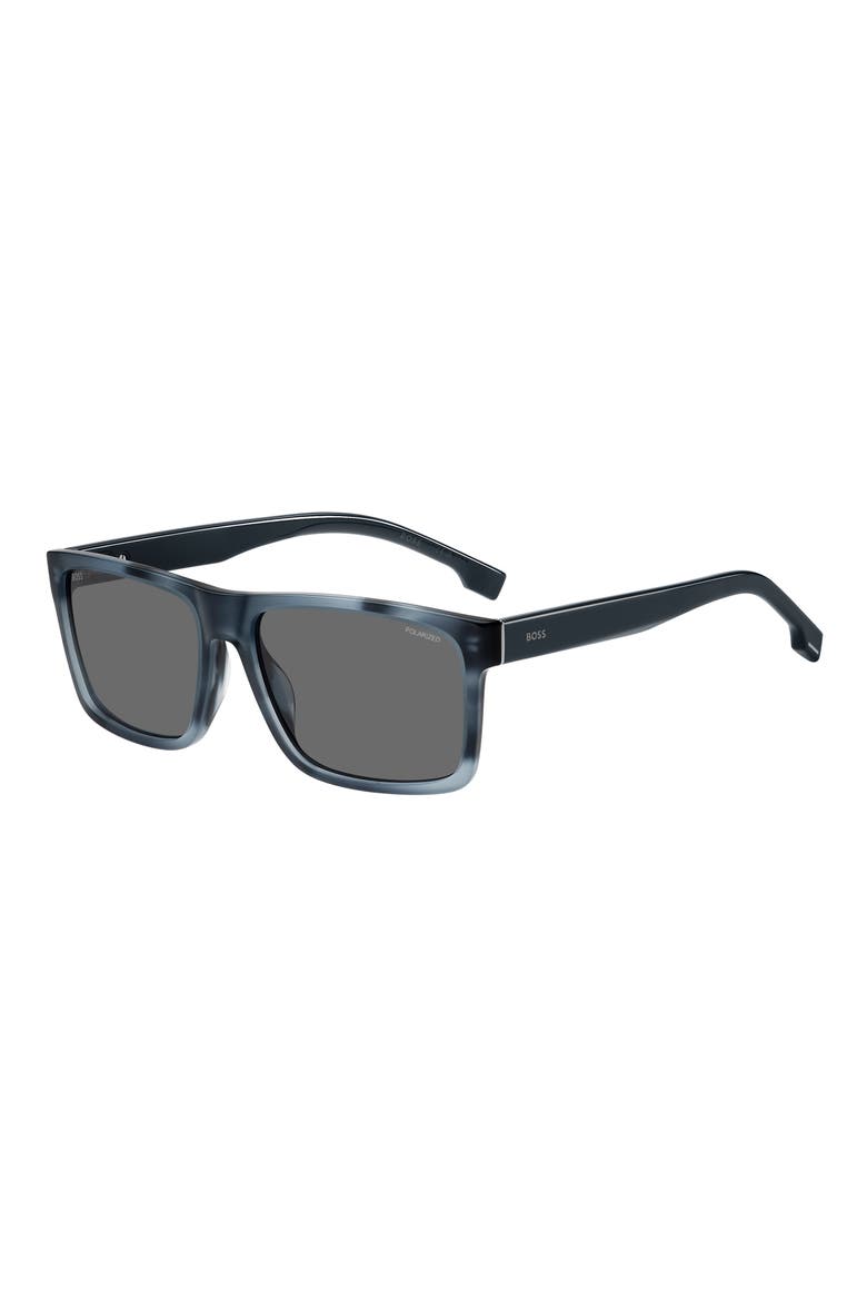 59mm Polarized Rectangular Sunglasses, Alternate, color, BLUE HORN