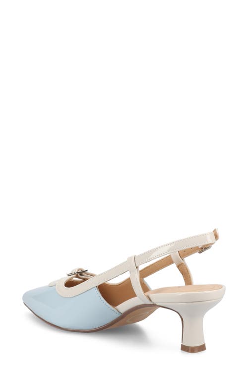 Journee Collection Padma Slingback Kitten Heel Pump In Blue Patent