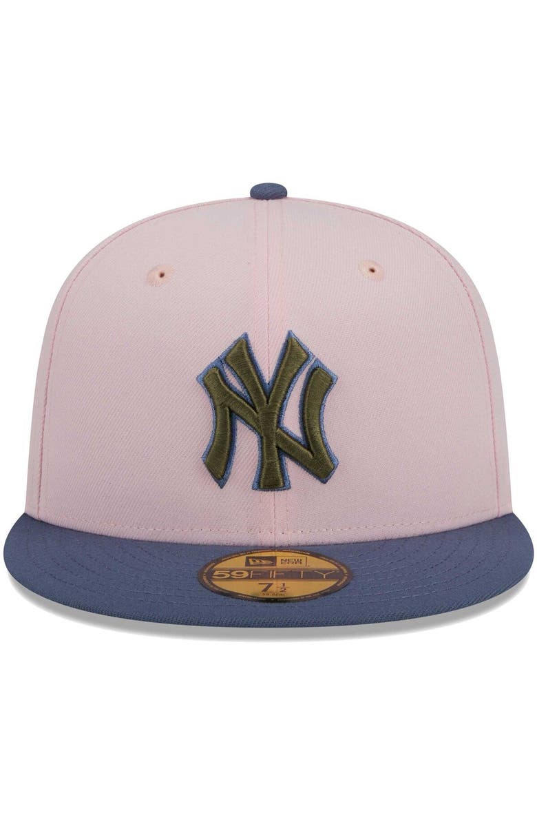New Era Men's New Era Pink/Blue New York Yankees  Olive Undervisor 59FIFTY Fitted Hat, Alternate, color, 