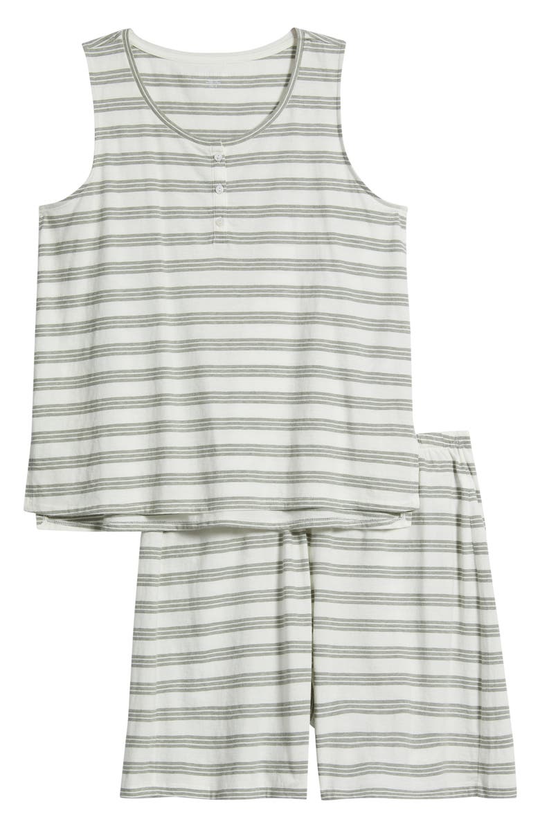 Eileen Fisher Stripe Short Pajamas, Main, color, Agave