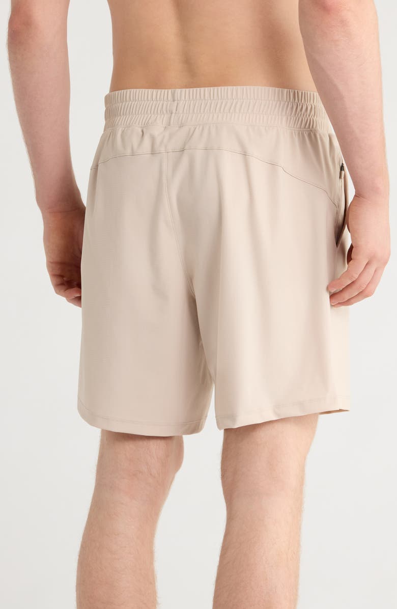 90 DEGREE BY REFLEX Warp Waffle Knit Active Shorts, Alternate, color, Mist Sand