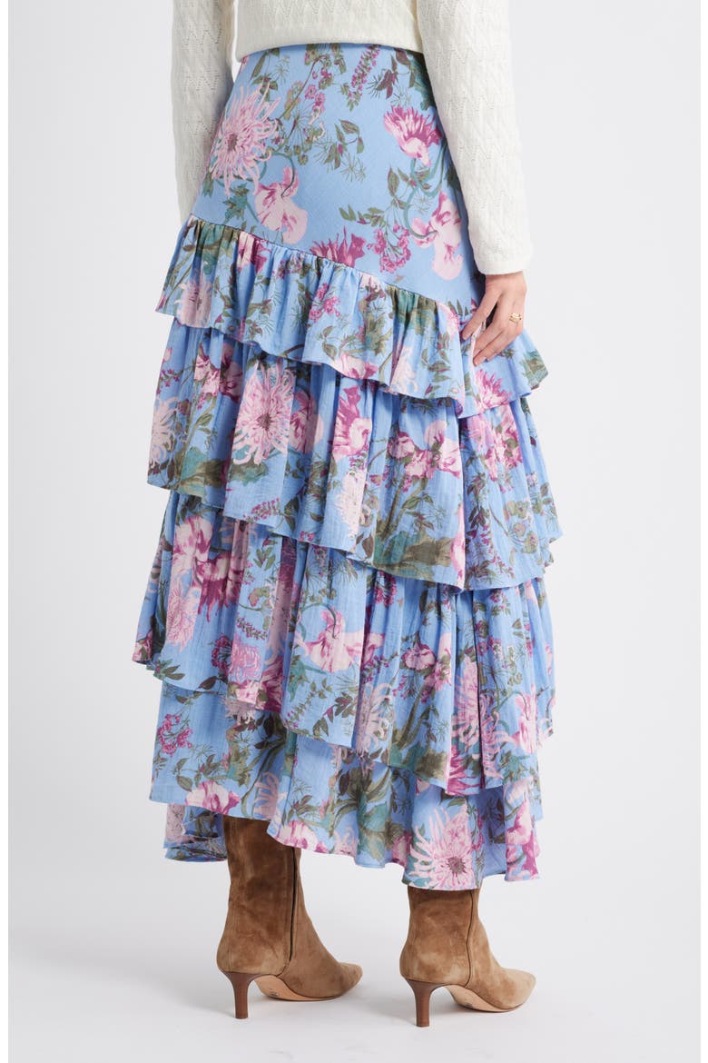 Floral Tiered Ruffle Maxi Skirt, Alternate, color, BLUE GARDEN FLORAL