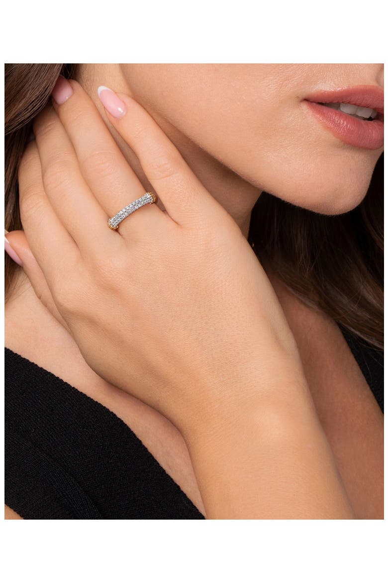 Bujukan 14K Gold, Sterling Silver & White Sapphire Stackable Ring, Alternate, color, SILVER/ 14K YELLOW GOLD