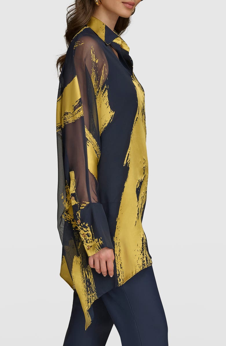 Donna Karan New York Print Collar Tunic Top, Alternate, color,