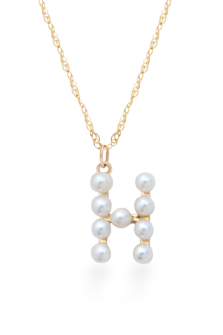 Pearl Initial Pendant Necklace, Main, color, YELLOW GOLD/ H