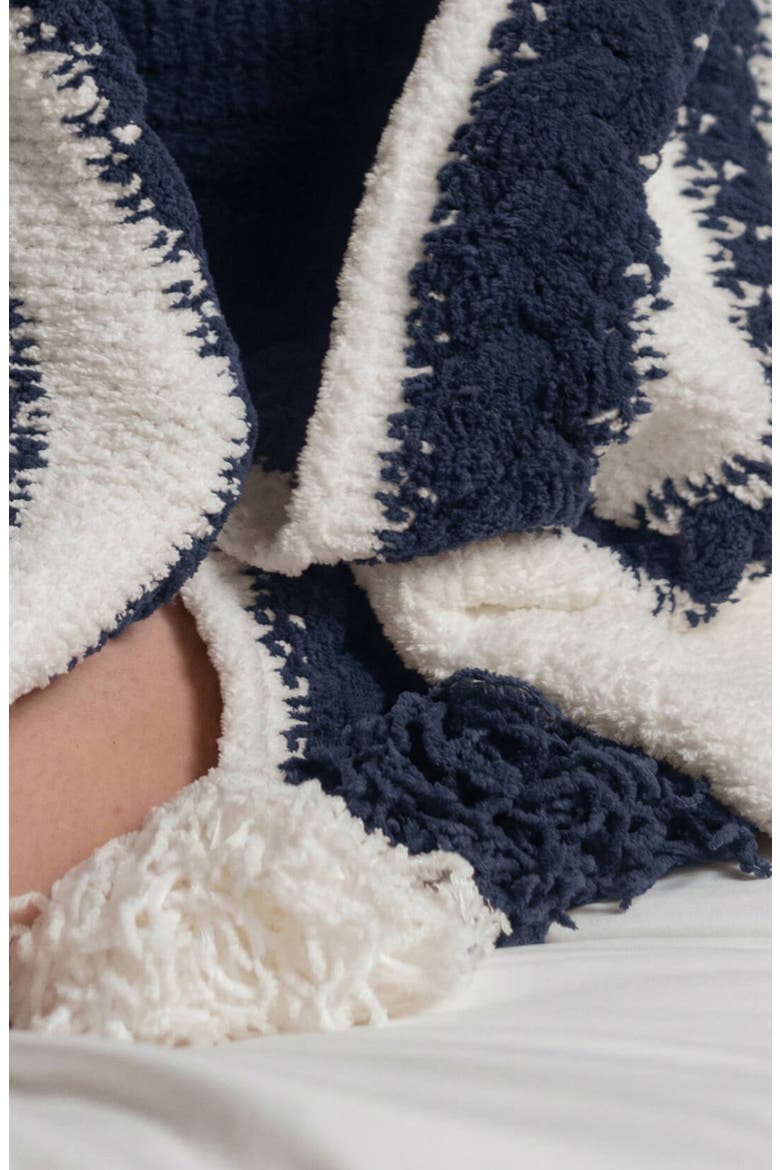 Snug Braided Stripe Throw Blanket, Alternate, color, OFF WHITE / MIDNIGHT
