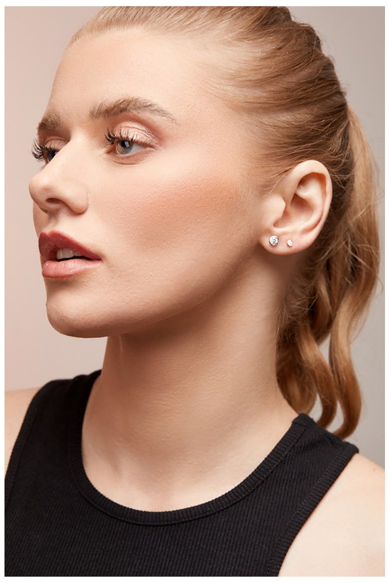 Bezel Diamond Stud Earrings - 0.75 ctw. (Nordstrom Exclusive), Alternate, color, 14KW