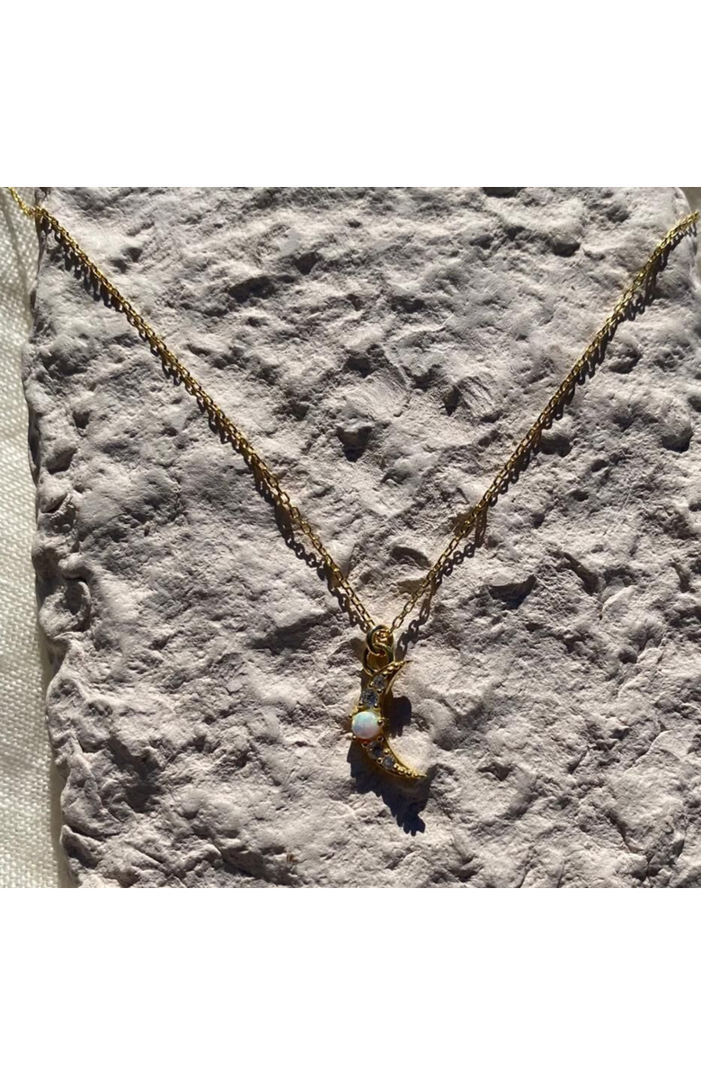 Spero London Crescent New Moon Opal Sterling Silver Necklace, Alternate, color,