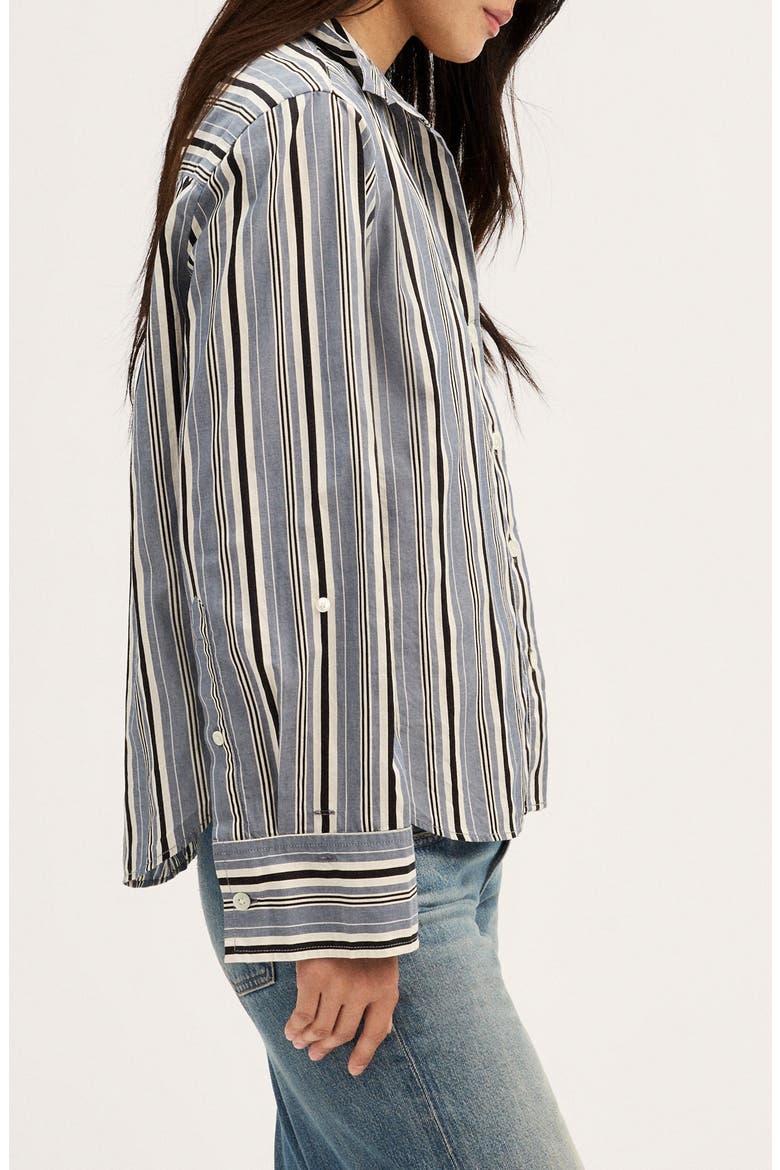 The Signature Y-Neck Shirt in Poplin, Alternate, color, TWILIGHT TEXTURED STRIPE