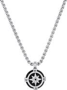 HMY JEWELRY Men's Black Enamel Compass Pendant Necklace