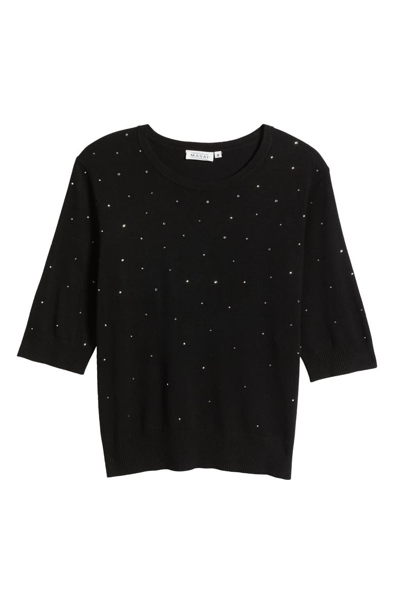 Masai Copenhagen Faldine Rhinestone Embellished Elbow Sleeve Sweater, Alternate, color, 