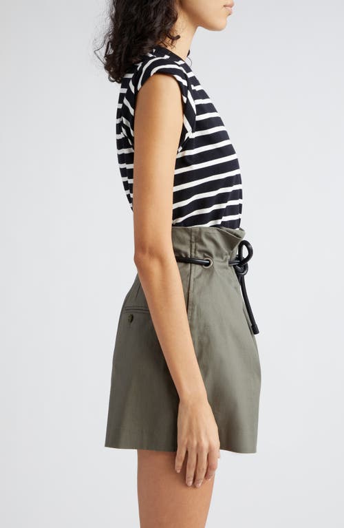 3.1 Phillip Lim Cotton Striped Rolled Sleeve Top In Black Multi Stripe