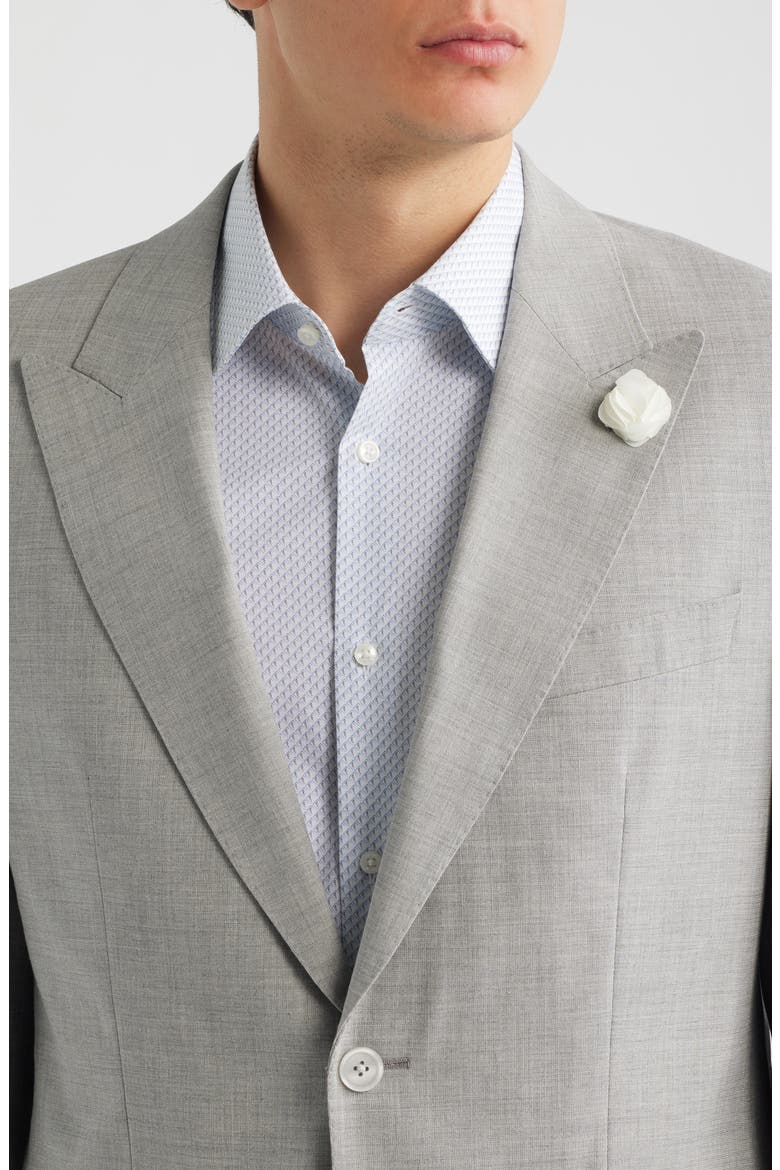 Hutson Slim Fit Tan Mélange Wool Blend Peak Lapel Sport Coat, Alternate, color, OPEN GREY