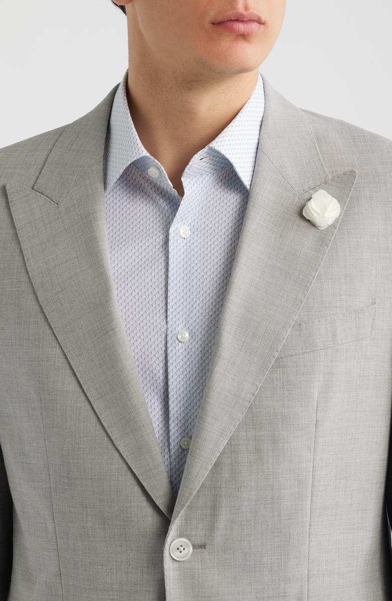 BOSS Hutson Slim Fit Tan Mélange Wool Blend Peak Lapel Sport Coat, Alternate, color, Open Grey