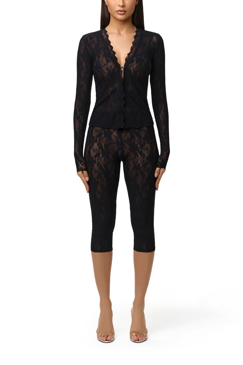 Lace Capri Leggings, Alternate, color, BLACK