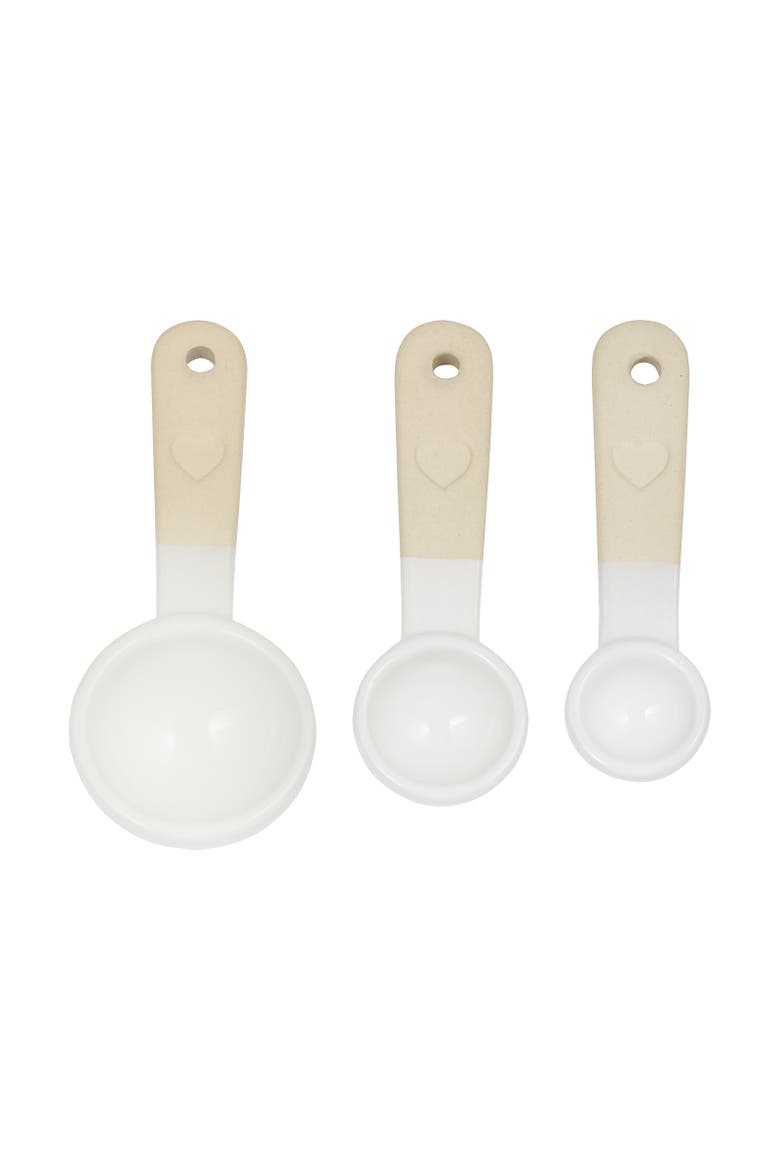 Rustic Charm Measuring Spoons, Set of 3 Stoneware Spoons, Main, color, Beige