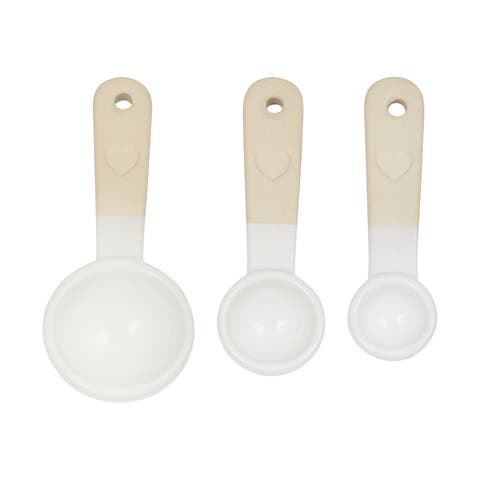 Rustic Charm Measuring Spoons, Set of 3 Stoneware Spoons (1 tbsp to ¼ tsp)