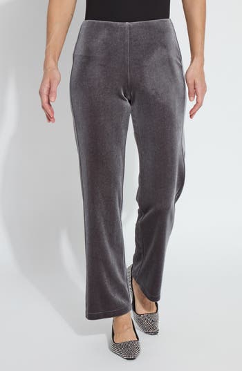 Lyssé Lysse Metallic Foil Velvet Wide Leg Pants In Gray
