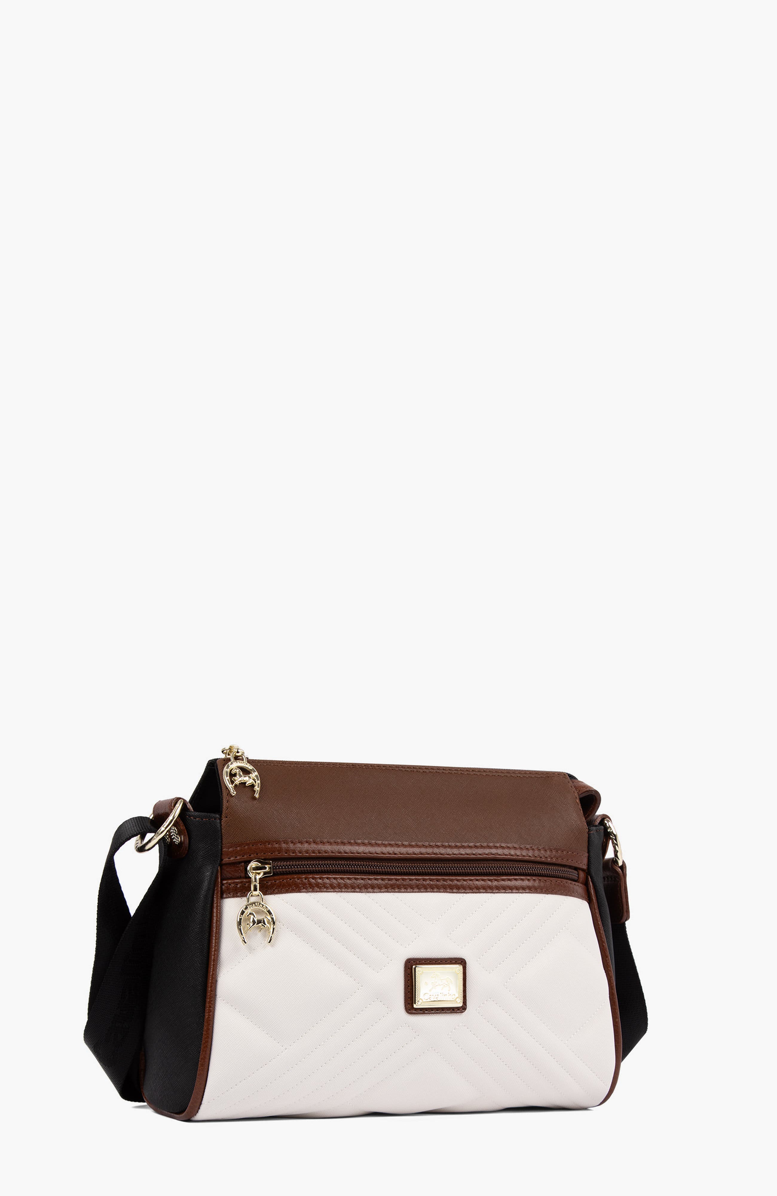 Poesie 373 Crossbody Bag, Alternate, color, Black / Camel Brown / White