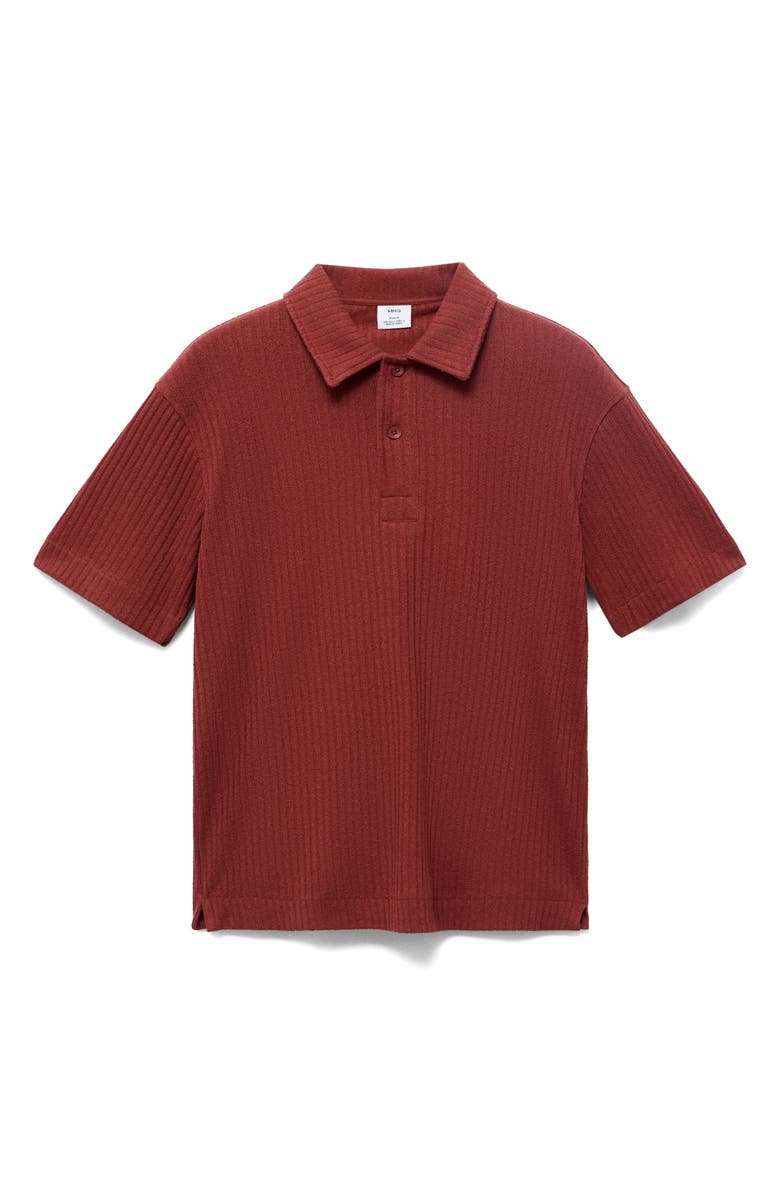 MANGO Textured Knit Polo, Alternate, color, Cherry