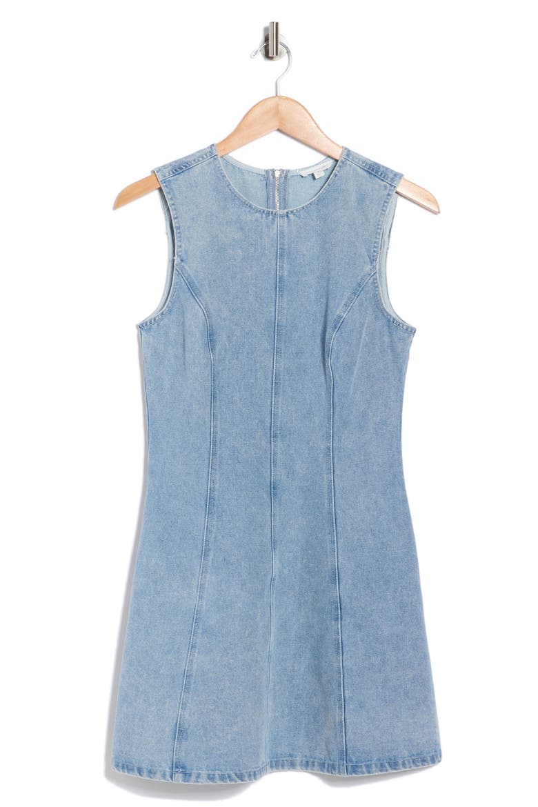 Sleeveless Fit & Flare Denim Minidress, Alternate, color, DENIM