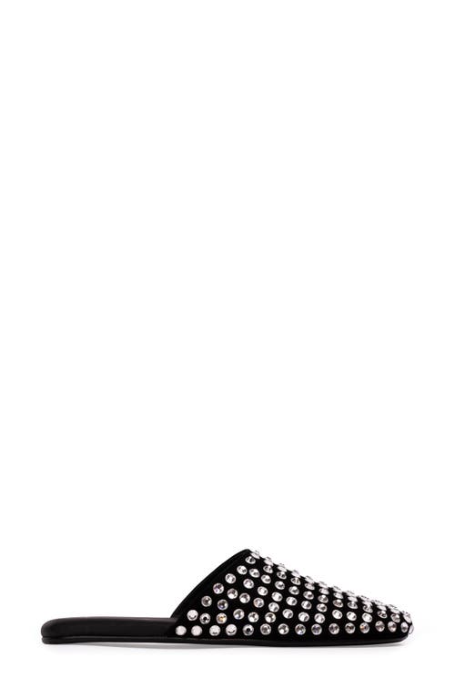 Black Suede Studio Puffy Knot Slide Sandal In Black Embellished