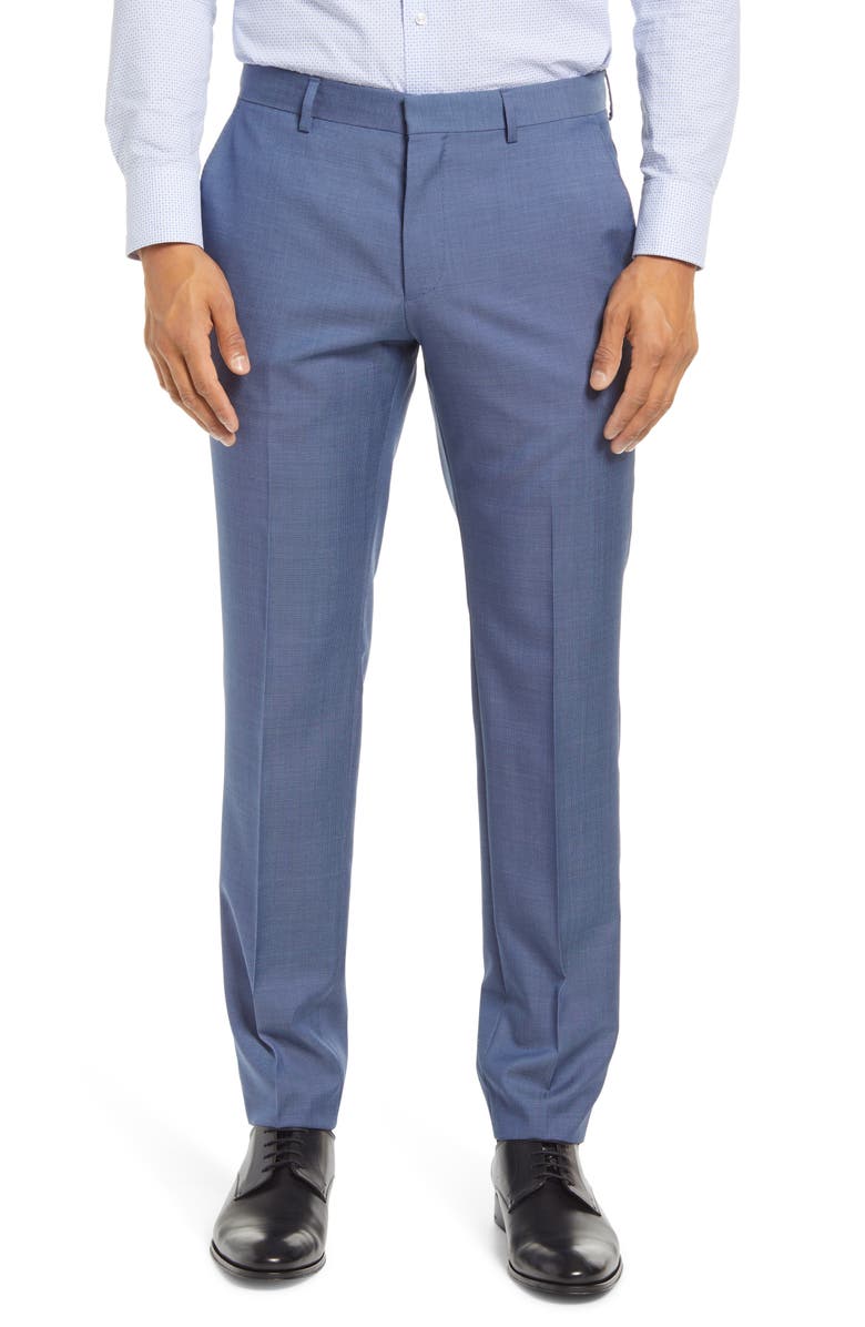 BOSS Genesis Slim Fit Flat Front Wool Dress Pants, Main, color,