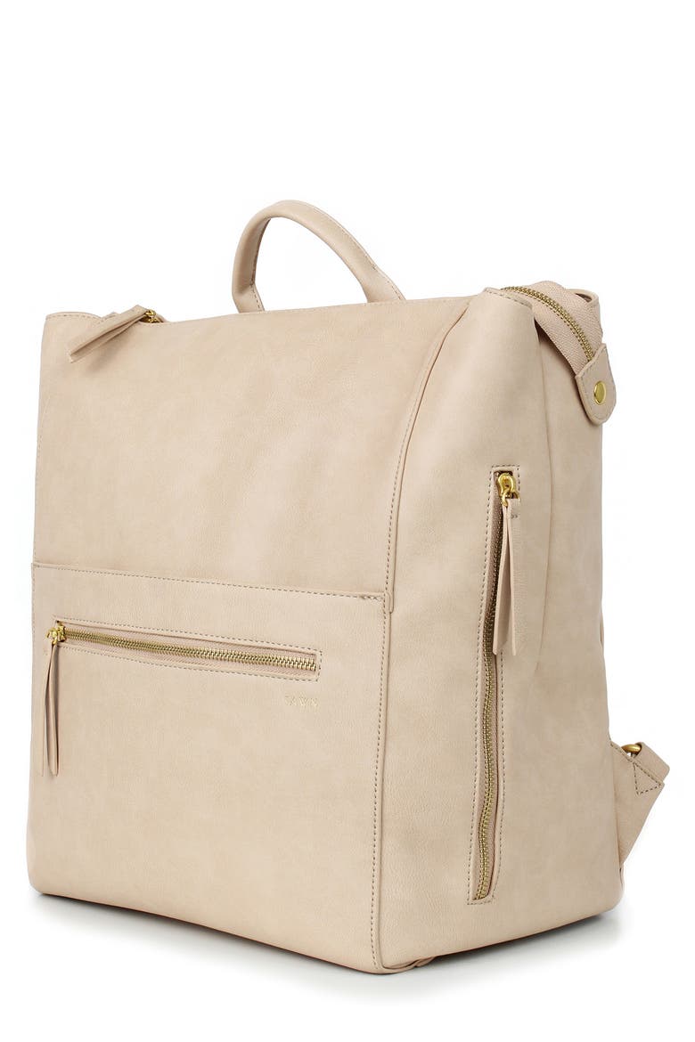 Faux Leather Diaper Bag, Alternate, color, BEIGE