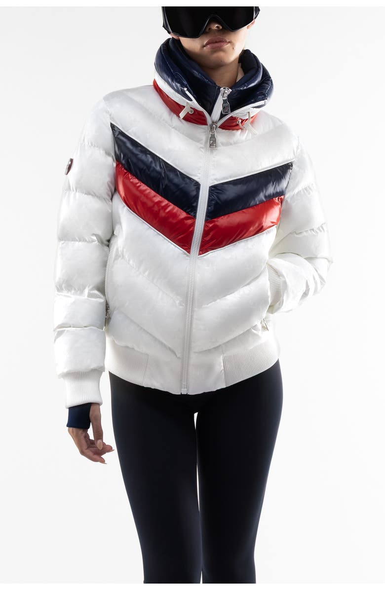 Malibu Ski Club Monogram Racer Jacket, Main, color, White