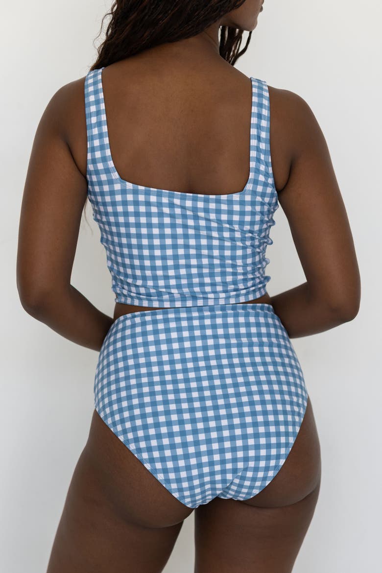 Georgia Tankini Top, Alternate, color, Blue Gingham