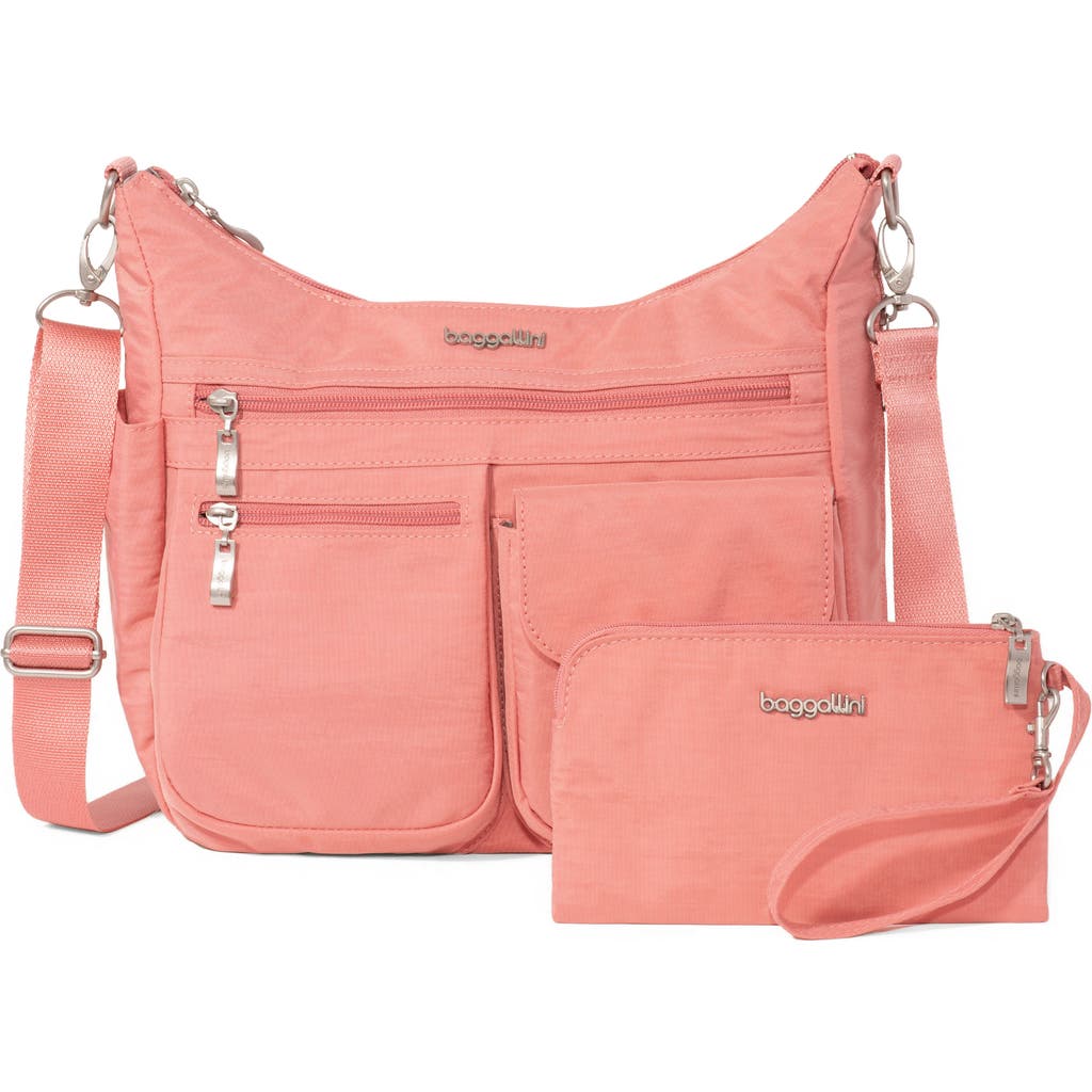 Baggallini Modern Everywhere Hobo Crossbody Bag With Wristlet In Terracotta