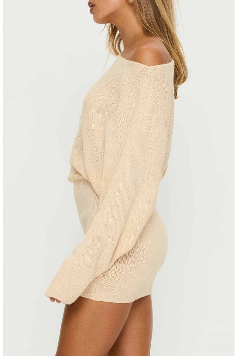 Bellamie Off the Shoulder Sweater Minidress, Alternate, color, CREAM