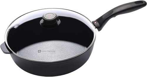Swiss Diamond Hd Nonstick 4.3 Qt Saute Pan With Glass Lid, Induction In Black