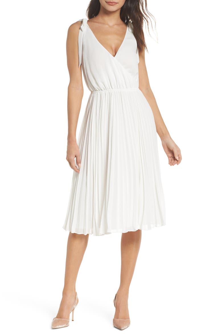 The Left Bank Pleat Dress, Main, color, WHITE