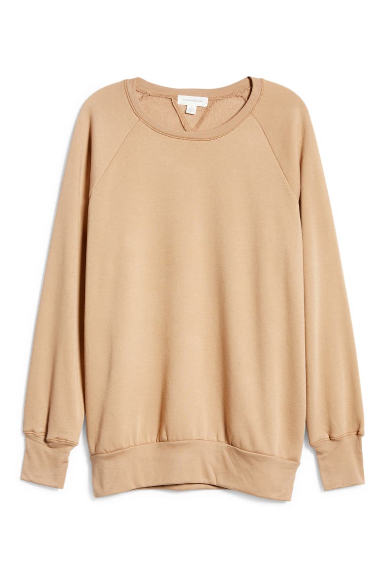 Crewneck Tunic Sweatshirt, Alternate, color, TAN BURRO