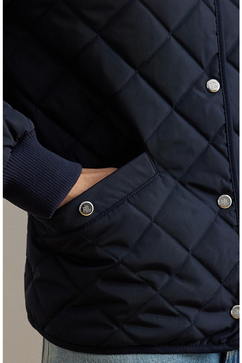 Logo Crest Quilted Jacket, Alternate, color, DK NAVY