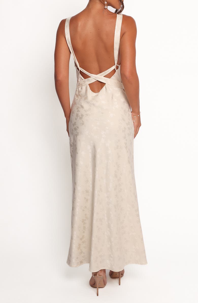 Petal & Pup Malie Jacquard Satin Maxi Dress, Alternate, color, White