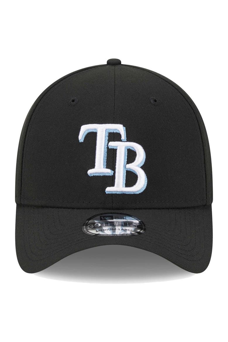 Men's New Era Black Tampa Bay Rays Logo 39THIRTY Flex Hat, Alternate, color, Black