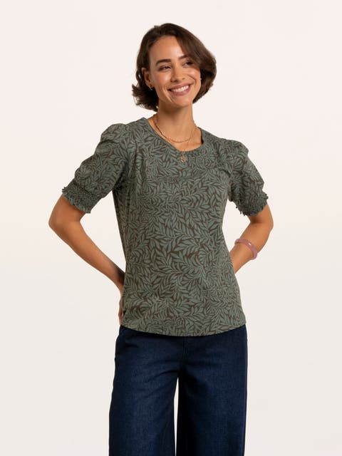 Barbe Shirred Short Sleeve Jersey Top