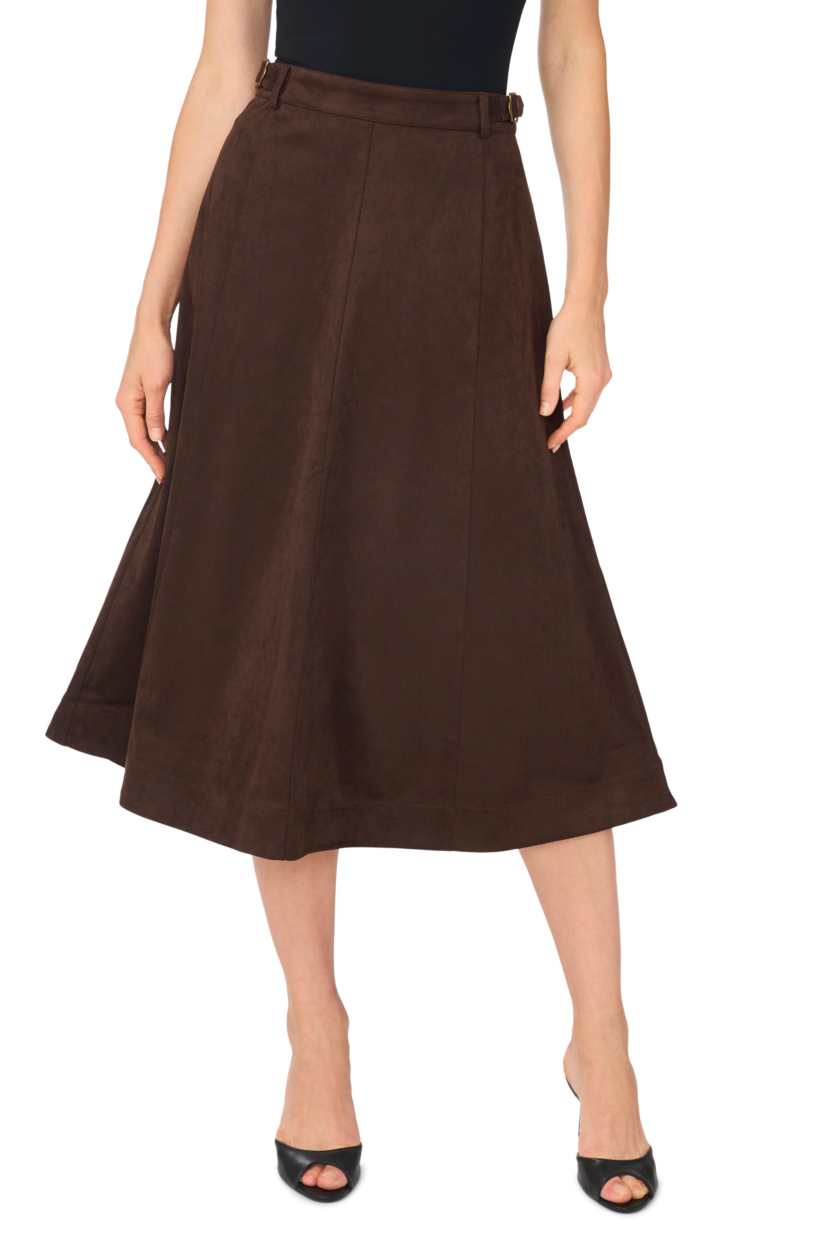 Faux Suede Midi Skirt